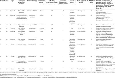 Involvement of the cerebellum in the regulation of executive functions in children—Preliminary analysis based on a neuropsychological study of children after cerebellar tumour surgery